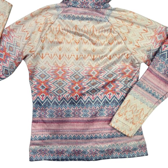 Burton Hoodie Womens Large L Pink White Aztec Peak Fleece Lined Full Zip Jacket - Picture 10 of 14